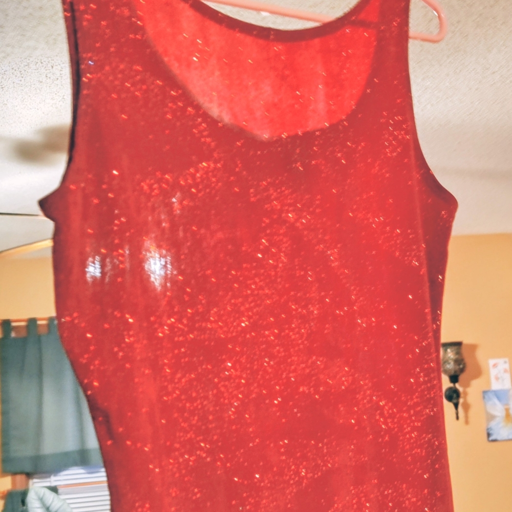 Sparkling Red Sequin Tank Top